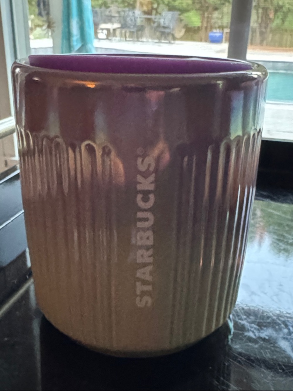 Starbucks Pink to Purple Ombre Ribbed Ceramic Mug
